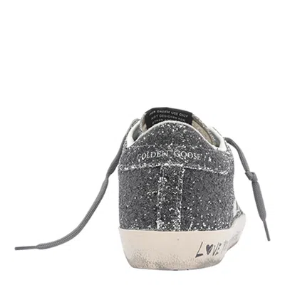 Golden Goose Silver And Black Leather Super Star Sneakers
