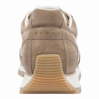 Hogan Soft Suede Sneakers With Contrasting Accents In Brown