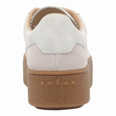 Hogan Platform Sneakers With Suede Upper And Leather Logo In Neutral
