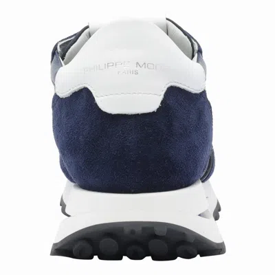 Philippe Model Tropez Haute Low Sneakers In Blue Suede And Fabric In Blue