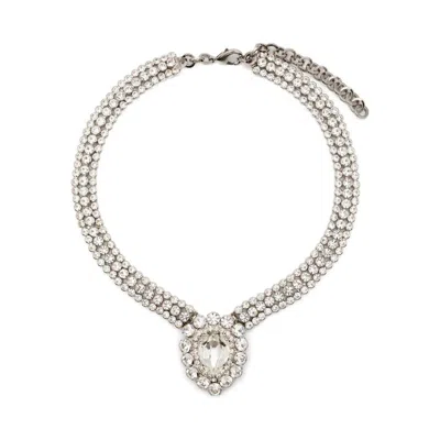 Alessandra Rich Crystal-embellished Necklace In Metallic