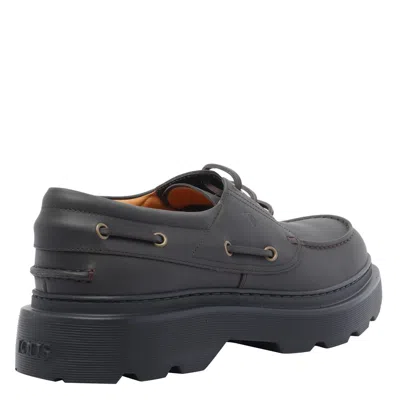 Tod's Brown Leather Loafers With Rounded Toe And Chunky Sole In Black