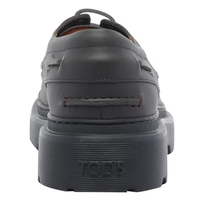 Tod's Brown Leather Loafers With Rounded Toe And Chunky Sole In Black