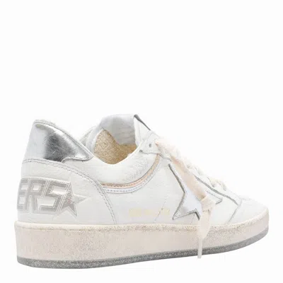 Golden Goose Ball-star White Leather Sneakers With Silver Star And Heel