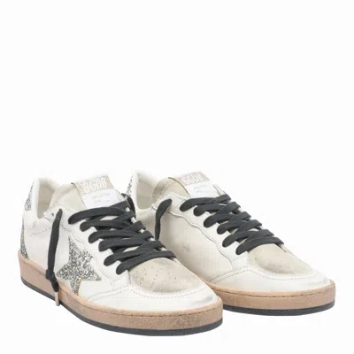Golden Goose Ball Star Sneakers In Vintage Effect Leather And Suede With Glittered Star And Heel Tab