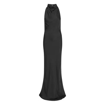 Rotate Birger Christensen Halter-neck Maxi Dress In Black