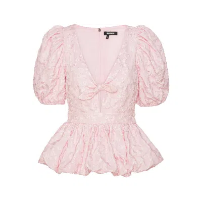 Rotate Birger Christensen Jacquard Puff Sleeve Top