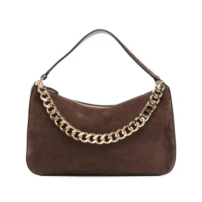 Twinset Chain Strap Shoulder Bag With Structured Shape In Brown