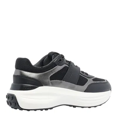 Tod's Round Toe Lace-up Sneakers With Mesh Panels