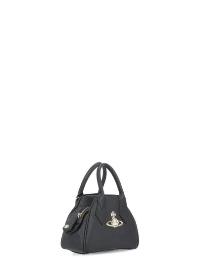 Vivienne Westwood Structured Mini Handbag With Signature Emblem In Black