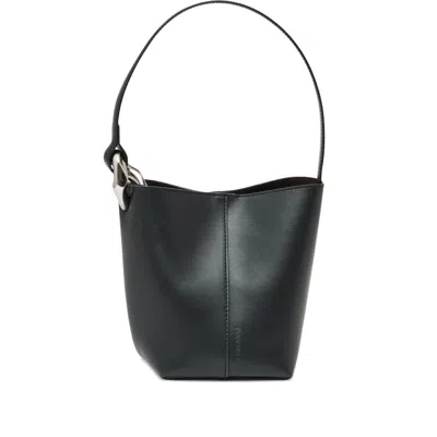 Jw Anderson Borsa A Secchiello Jwa Corner Piccola In Pelle Nera Donna In Black