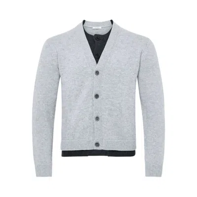 Jw Anderson Contrast Layered Cardigan In Gray