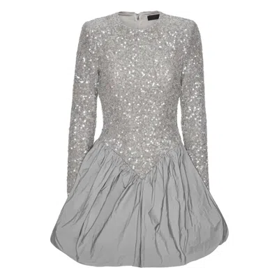 Rotate Birger Christensen Sequined Asymmetric Minidress In Gray