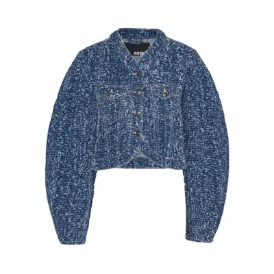 Rotate Birger Christensen Rotate Blue Cotton Short Jacket In Blue