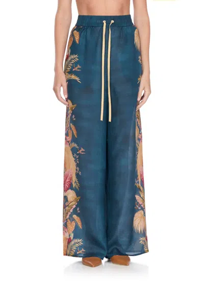 Zimmermann Flowing Floral Print Wide Trousers With Elasticated Waist