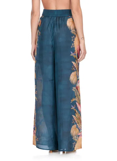 Zimmermann Flowing Floral Print Wide Trousers With Elasticated Waist