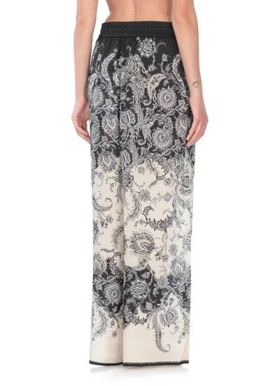 Zimmermann Relaxed Floral Print Trousers With Elasticated Waistband In Black