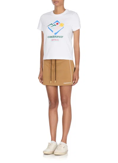 Casablanca Montagne Sportif Cropped T-shirt In White