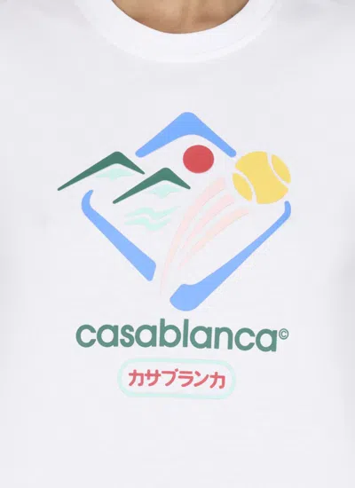 Casablanca Montagne Sportif Cropped T-shirt In White