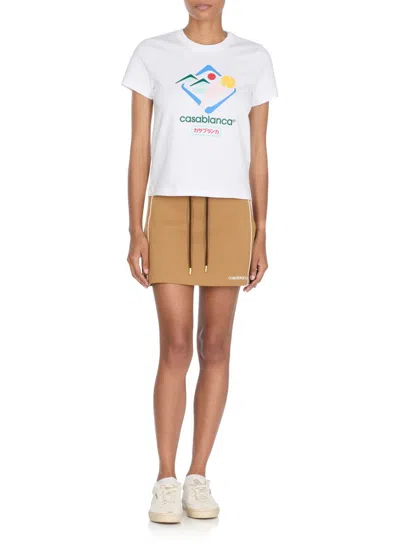 Casablanca Montagne Sportif Cropped T-shirt In White