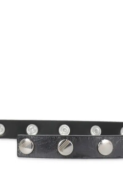 Attico Adjustable Length Metal Accents Studded Design Belts In Black