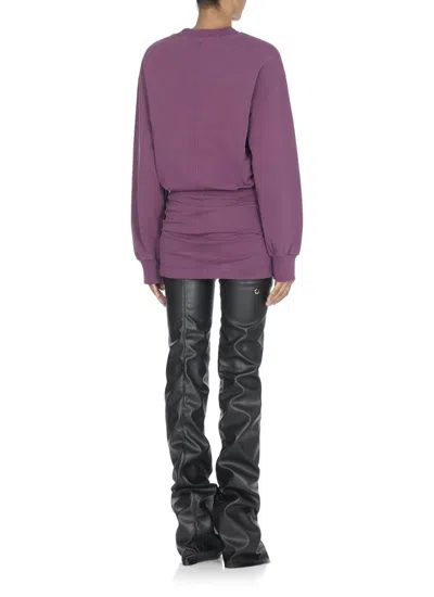 Attico Burgundy Draped Mini Dress With Long Sleeves In Purple