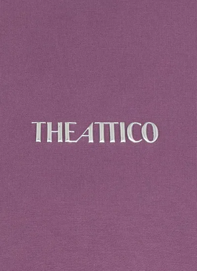 Attico Burgundy Draped Mini Dress With Long Sleeves In Purple