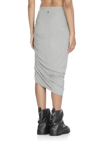 Attico Ruched Knee Length Skirt With Side Gathering In Gray