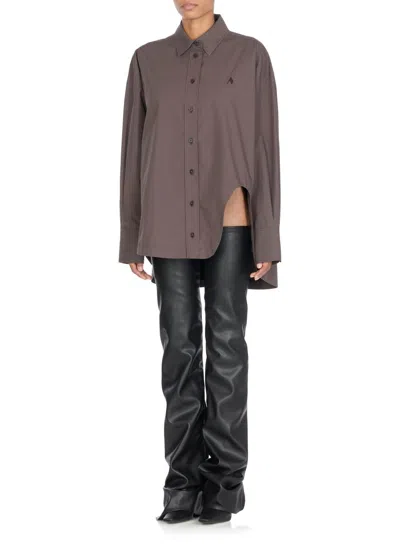 Attico Brown Diana Shirt In Gray