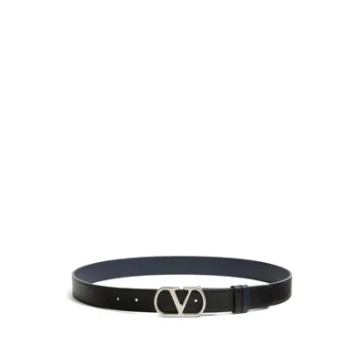 Valentino Garavani Vlogo Signature Belt In Shiny Calfskin 30 Mm In Black