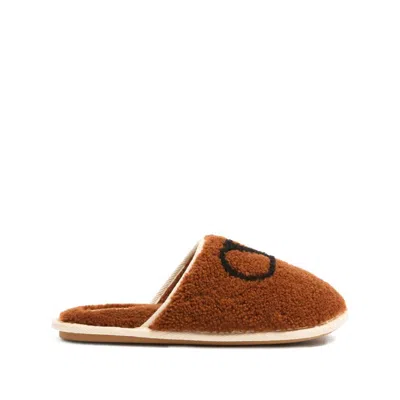 Valentino Ta Chambre Wool Slides In Brown