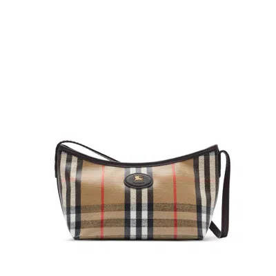 Burberry Womens Sand Mini Highlands Waxed-cotton Baguette Shoulder Bag In Nude