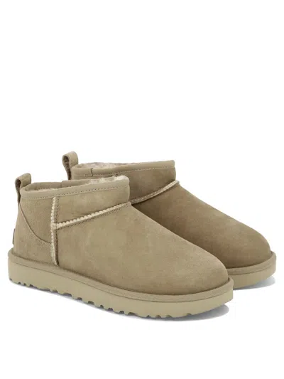 Ugg Classic Ultra Mini Suede Boots In Neutral