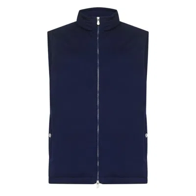 Brunello Cucinelli Blue Wool Canvas Padded Vest In Blue