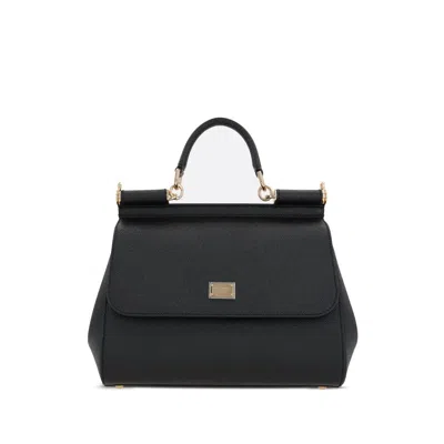 Dolce & Gabbana Sicily Grande Leather Handbag In Black