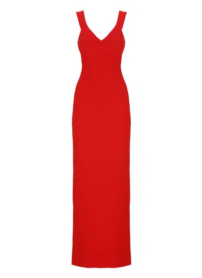 Solace London Red Nalani V-neck Maxi Dress In Red