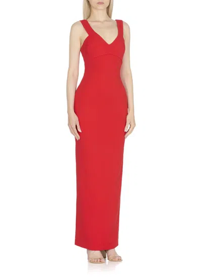Solace London Red Nalani V-neck Maxi Dress In Red