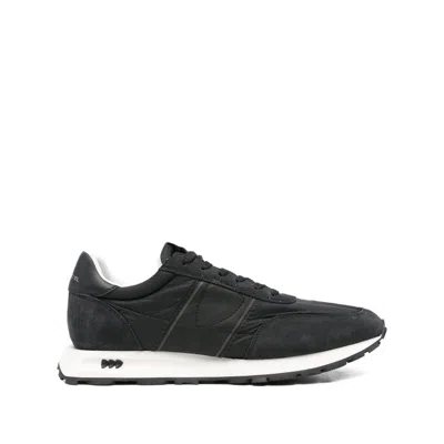 Philippe Model Low Top Sneakers With Rubber Sole And Suede Accents In Black
