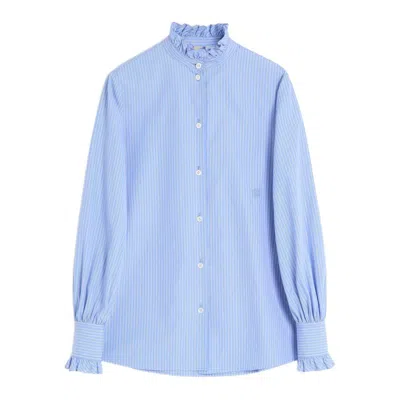 Valentino Hemd Aus Classic Stripe Popeline Frau Iris Liliac 48 In Blue