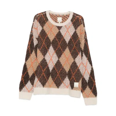 Emporio Armani Oversized Argyle Jacquard Knit Pullover In Multi