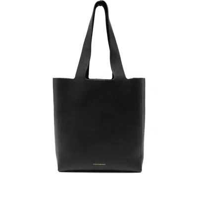 Strathberry Melody Tote Fine Grain Leather Black Bags