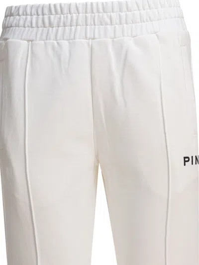 Pinko Logo Embroidered Track Pants In White