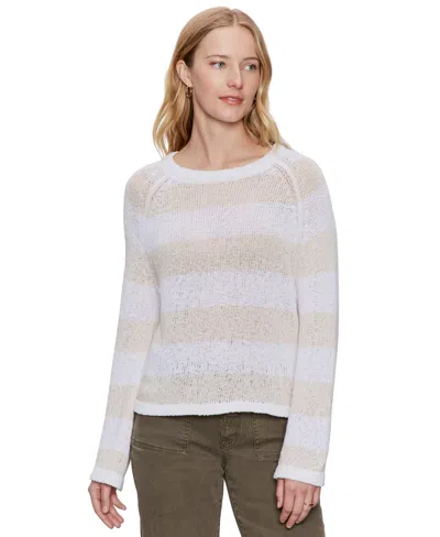 Sanctuary Raglan Stripe Round Neck Sweater In Cream