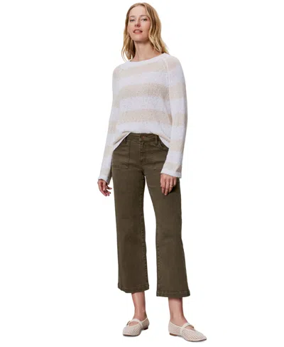 Sanctuary Raglan Stripe Round Neck Sweater In Cream