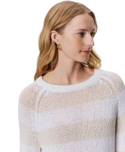 Sanctuary Raglan Stripe Round Neck Sweater In Cream