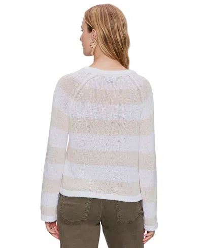 Sanctuary Raglan Stripe Round Neck Sweater In Cream