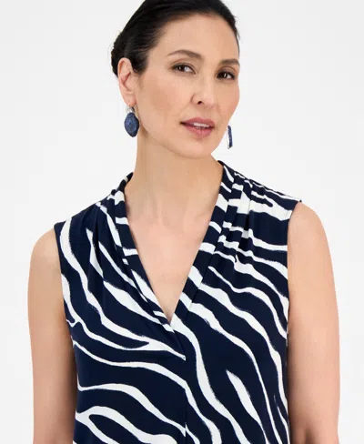 Jm Collection Women's Printed V-neck Sleeveless Knit Blouse, Exclusively At Macy's