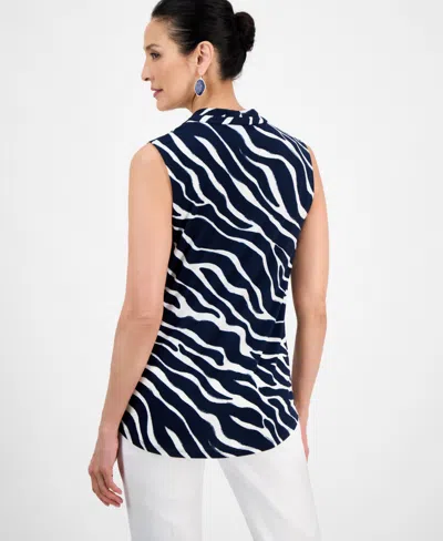 Jm Collection Women's Printed V-neck Sleeveless Knit Blouse, Exclusively At Macy's