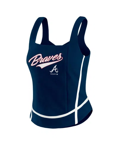 Wear By Erin Andrews Women's Navy Atlanta Braves Square Neck Tank Top