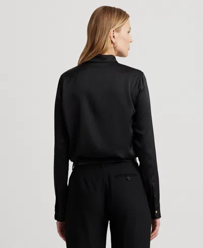 Ralph Lauren Women's Satin Charmeuse Shirt, Regular & Petite In Black
